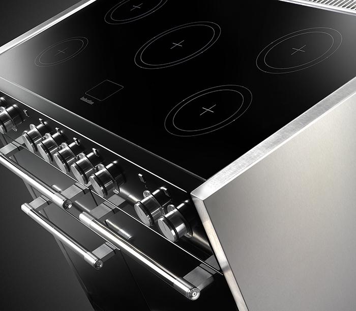 Five-zone induction hob on the Mercury cooker